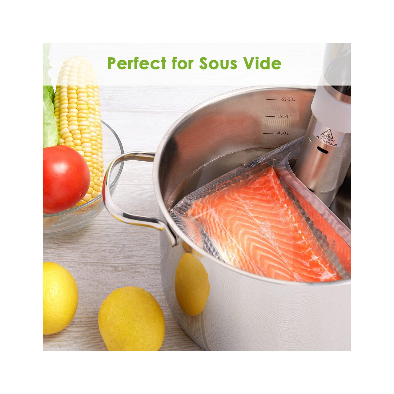 Set 100 pungi vacuum pentru gatit netede 250x350 mm, ideale pentru gatit in sistem Sous-vide, Hendi, 2 straturi, 75 microni grosime [4]