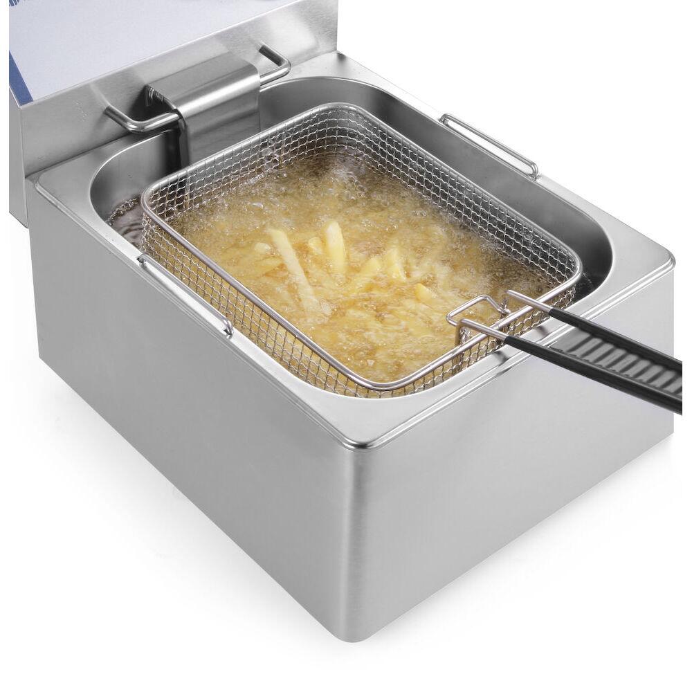 Friteuza electrica profesionala 4 litri, Hendi Kitchen Line, corp inox, termostat reglabil 0-190 gr C, 3000W, 217x400x(H)290 mm, [1]