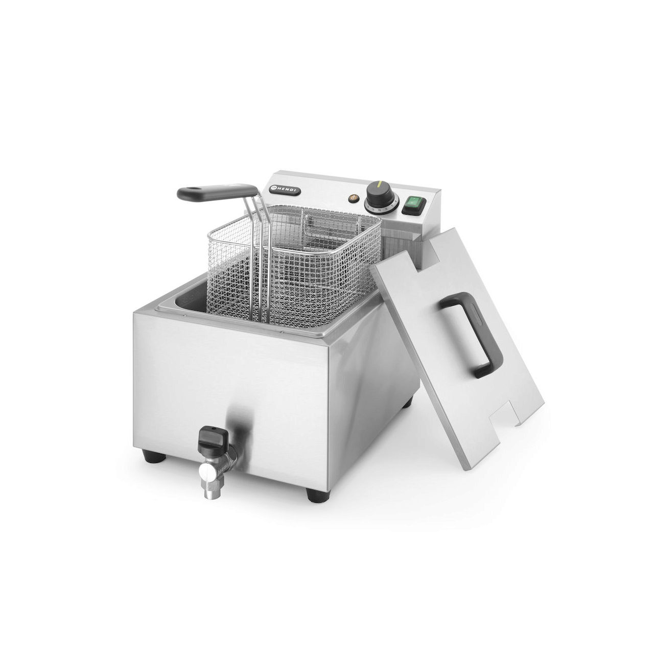 Friteuza electrica profesionala, Hendi Mastercook cu robinet scurgere ulei, Inox, 8 lt, 3500 W, temperatura reglabila pana la 195 gr C, termostat, 515x300x(H)345 mm [4]