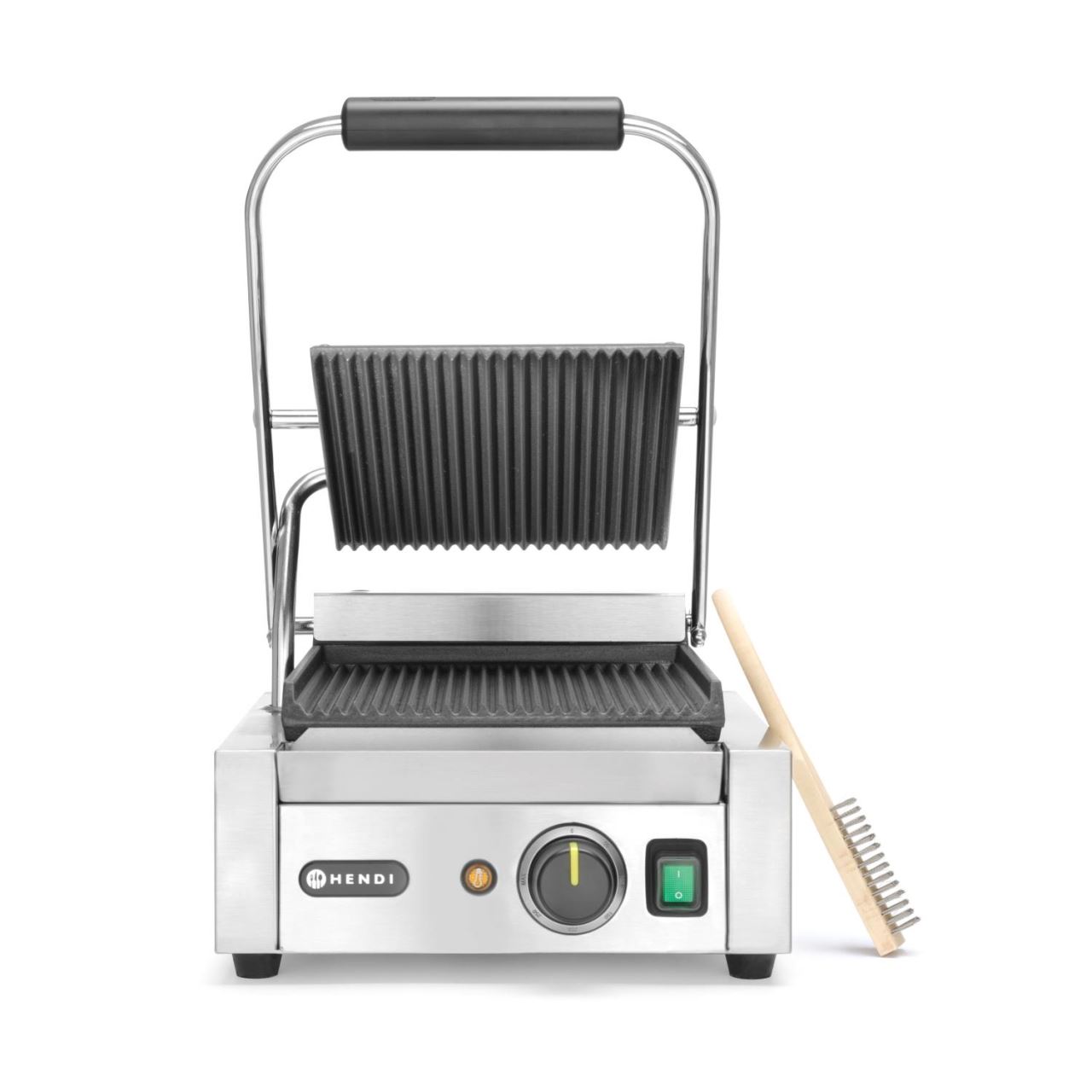 Contact grill, suprafete striate din fonta cu invelis ceramic, 1800 W, corp inox, Hendi, potrvit si pentru uz profesional [6]