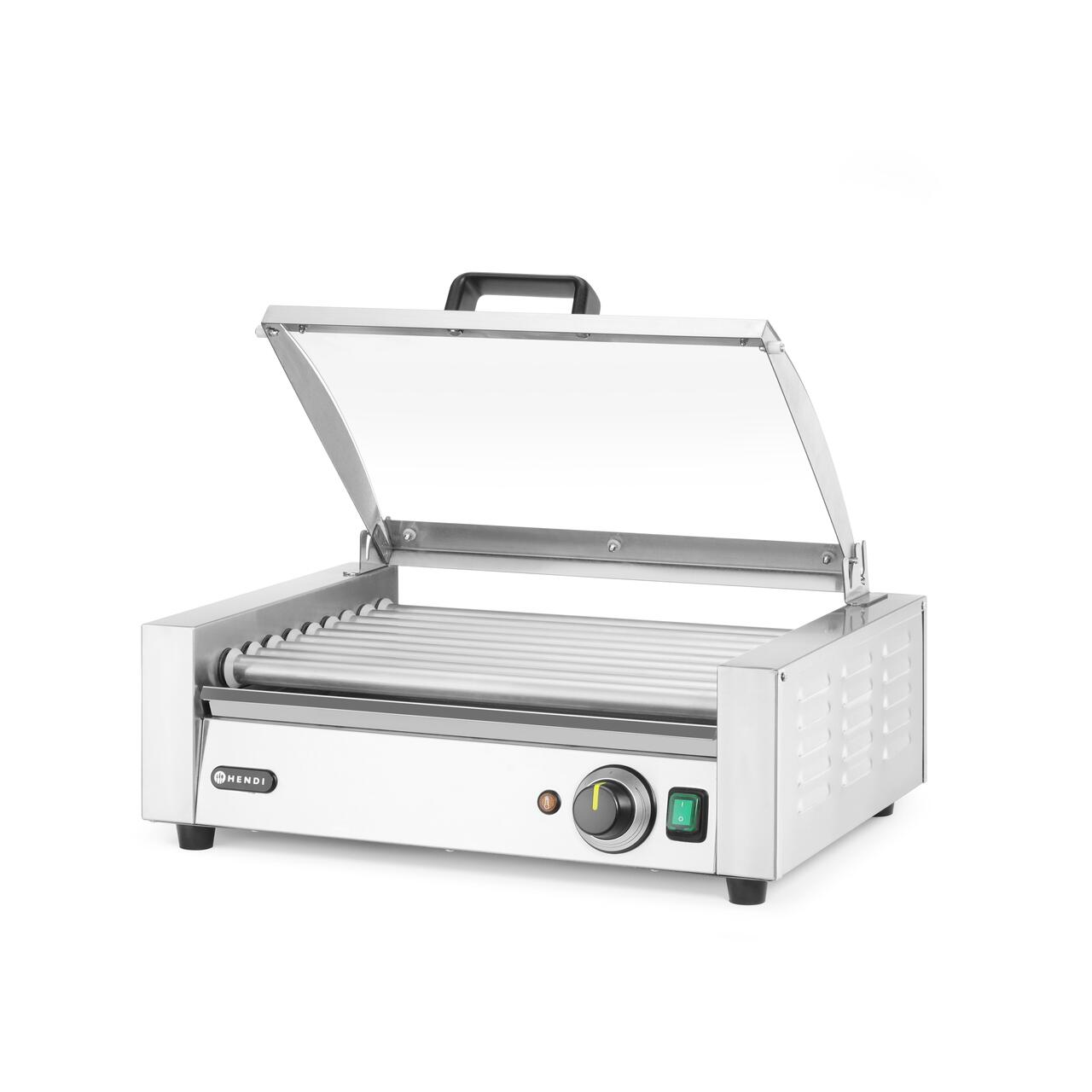 Grătar rulant pentru cârnați, 1 zonă cu capac economizor de energie, HENDI, 9 role, 230V/790W, 566x450x(H)259mm [3]