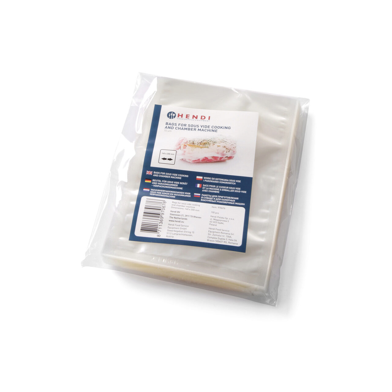 Set 100 buc pungi vacuum netede 150x200 mm, ideale pentru gatit in sistem Sous-vide, Hendi, 2 straturi, 75 microni grosime [1]