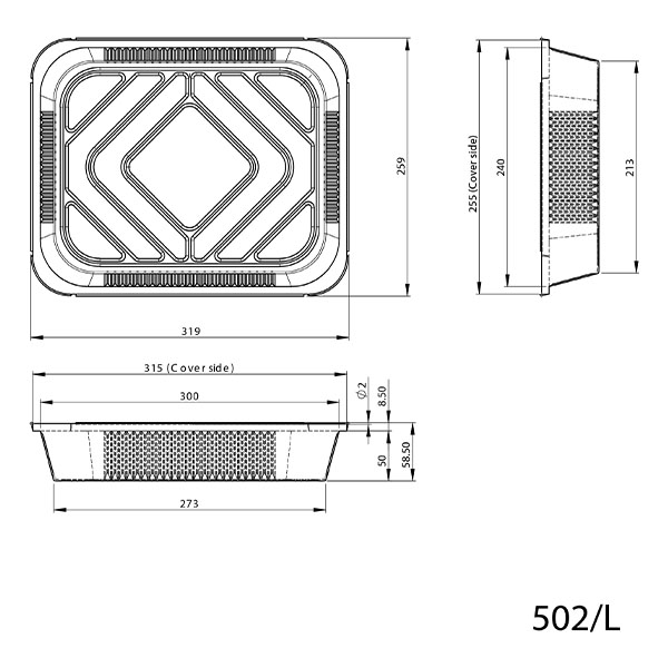 Tava aluminiu, 322 x 262 x 50 mm, capacitate 3240 cc [3]