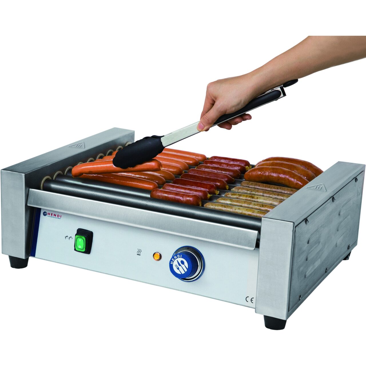 Grill tip rola pentru carnati, Inox, cu 7 role de latime 42 cm, 740 W, Hendi, strad anti-aderent, temperatura reglabila pana la 150 C [4]