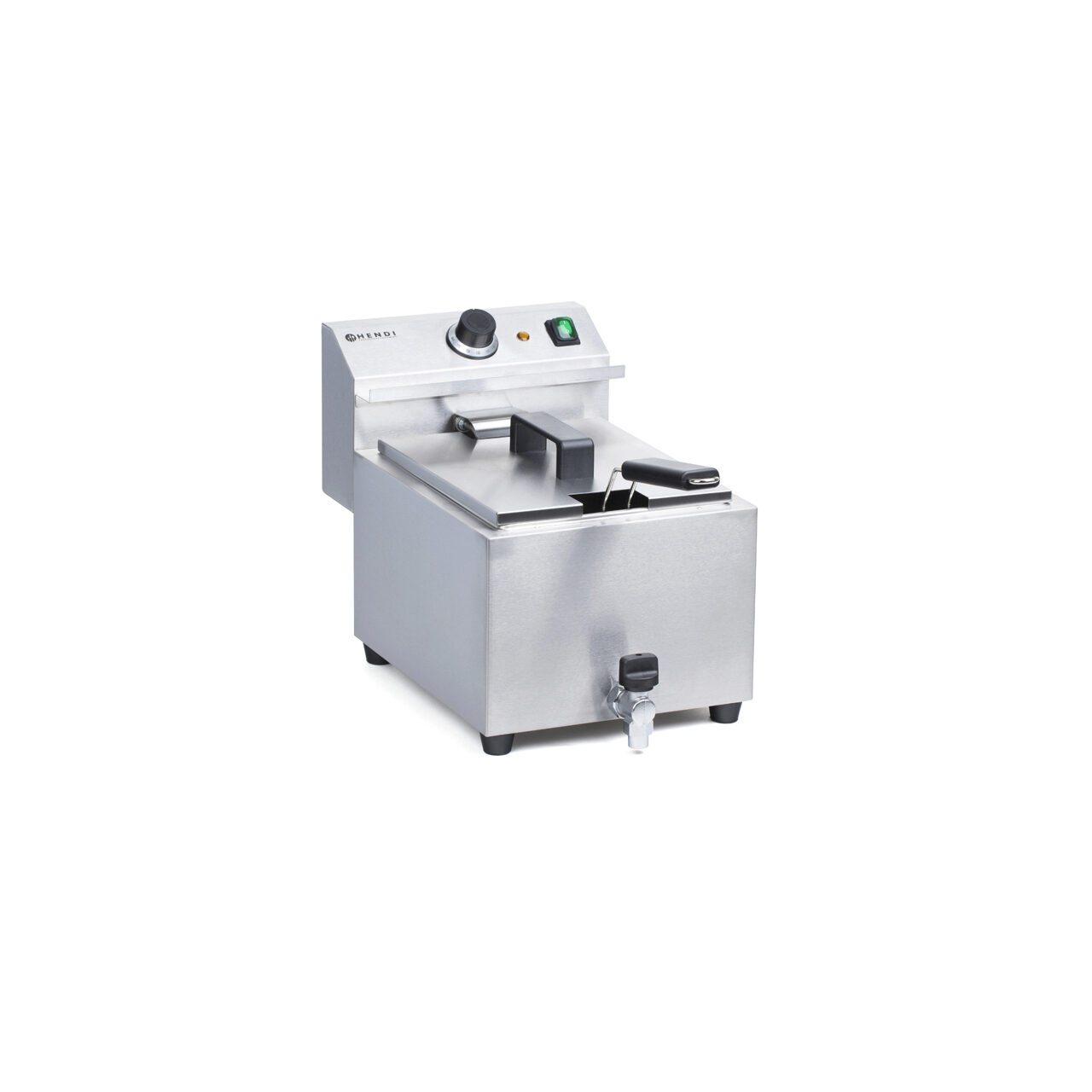 Friteuza electrica profesionala, Hendi Mastercook cu robinet scurgere ulei, Inox, 8 lt, 3500 W, temperatura reglabila pana la 195 gr C, termostat, 515x300x(H)345 mm [5]