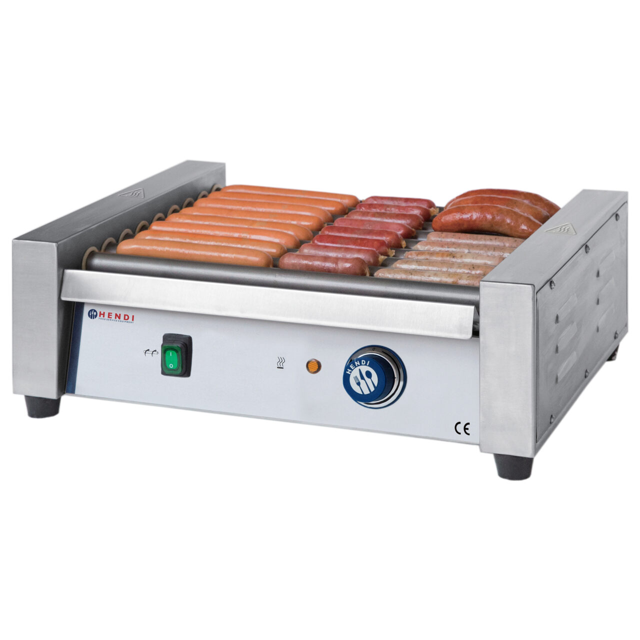 Grill tip rola pentru carnati, Inox, cu 7 role de latime 42 cm, 740 W, Hendi, strad anti-aderent, temperatura reglabila pana la 150 C [3]