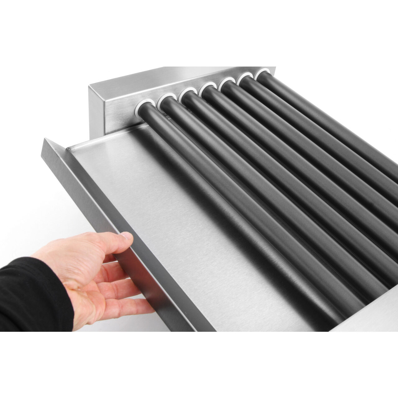 Grill tip rola pentru carnati, Inox, cu 7 role de latime 42 cm, 740 W, Hendi, strad anti-aderent, temperatura reglabila pana la 150 C [2]