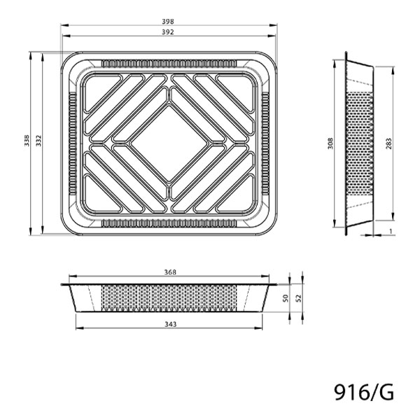 Tava aluminiu, 398 x 338 x 50 mm, capacitate 4750 cc [3]