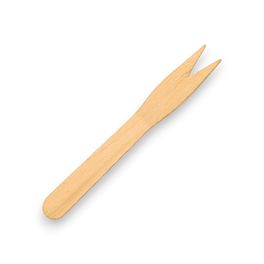 Unica folosinta - Furculite aperitiv din lemn, 85 mm, culoare natur - 1000 Buc / Set