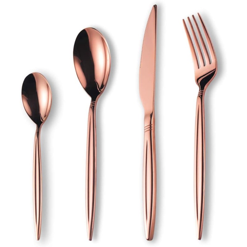 Cutite - Set tacâmuri din inox, 24 piese – Roz Auriu