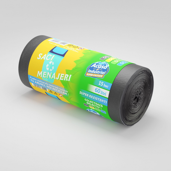 Saci Menajeri - „Acasă” – Super Rezistenți - 60 L - 270 g - 15 Buc / Rola [1]