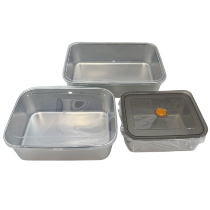 Set Casolete Metal cu Capac din Plastic - 3 Buc / Set (600ml / 1100ml / 1700ml) [1]