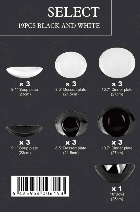 Set de Masă din Opal 19 Piese Black & White – Select Collection [2]
