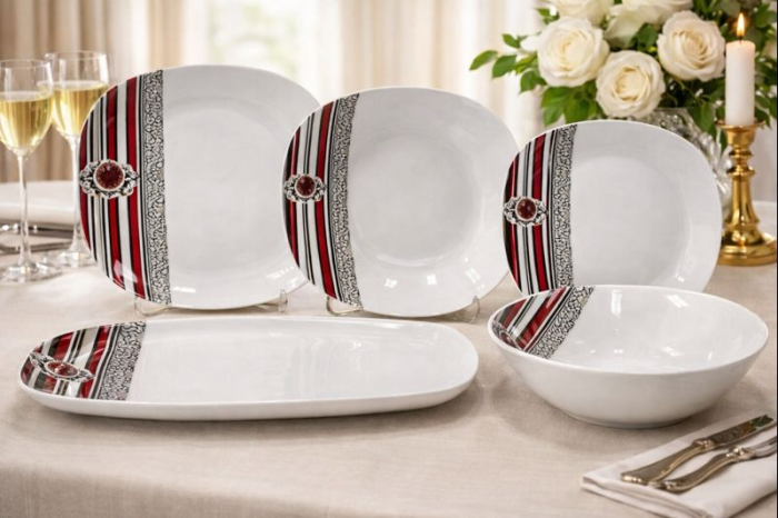 Set farfurii din portelan Classic Ruby Stripe – 40 piese [2]