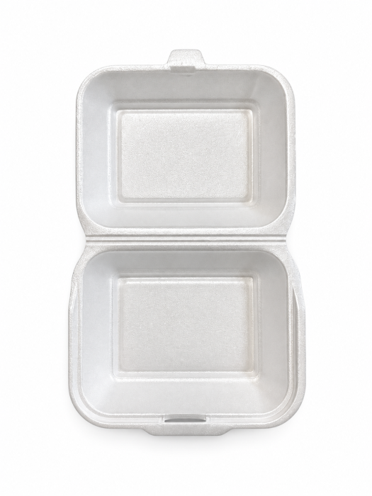 Caserole albe din polistiren, cu capac rabatabil, 14 × 19 cm – 125 bucăți/set [2]