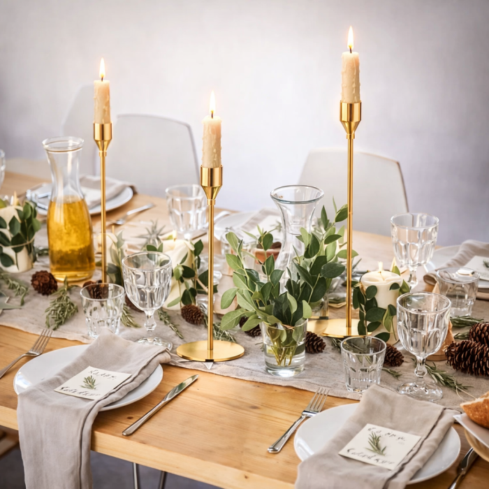 Suporturi pentru Lumânări din Metal – 3 Buc / Set -  Design Elegant Auriu [5]