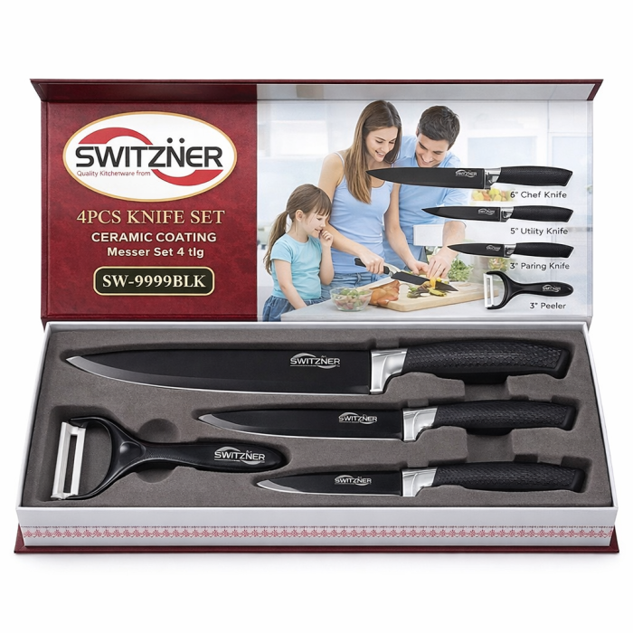 Set Cuțite 4 Piese cu Mâner din Silicon - SWITZNER – SW-9999B / SW-9999W / SW-9999R / SW-9999BLK [2]