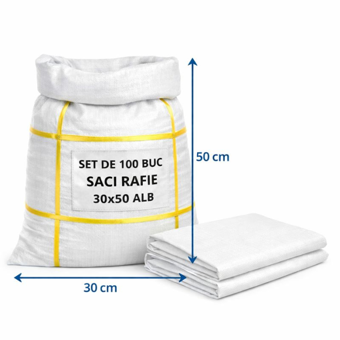 Saci Rafie 30x50 cm , Alb – 100 Buc / Set [2]