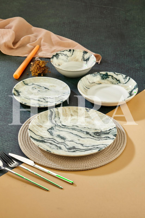 Set de Masa din Porțelan Hera Marble – 24 Piese cu Design Marmorat Modern [1]