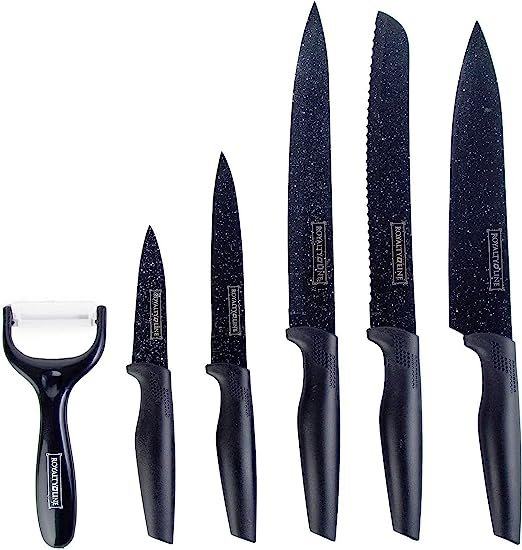 Set 6 cutite royalty line switzerland, maner ergonomic, acoperire marmura, negru [3]