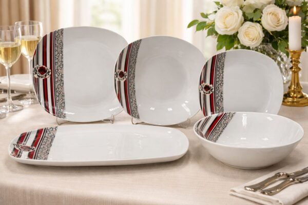 Set farfurii din portelan Classic Ruby Stripe – 40 piese [3]
