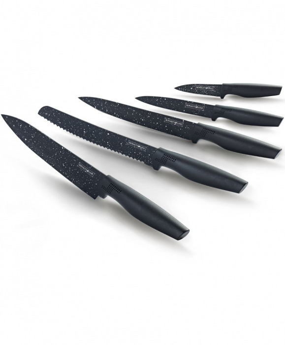 Set 6 cutite royalty line switzerland, maner ergonomic, acoperire marmura, negru [2]
