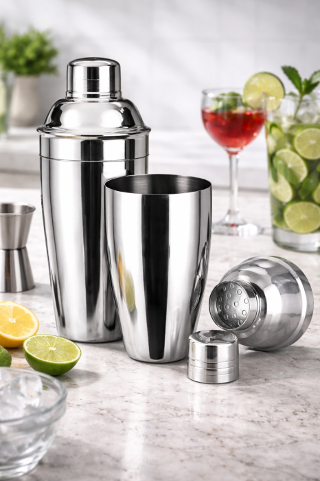 Shaker cocktail din oțel inoxidabil, cu capac dozator, design profesional [2]