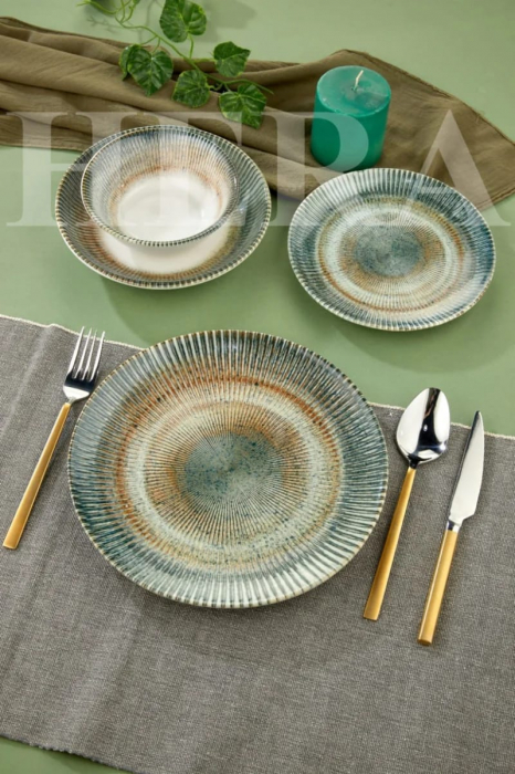 Set de Masă 24 Piese din Porțelan cu Design Artistic Radial – Hera Aurora , Design Artistic Radial [1]