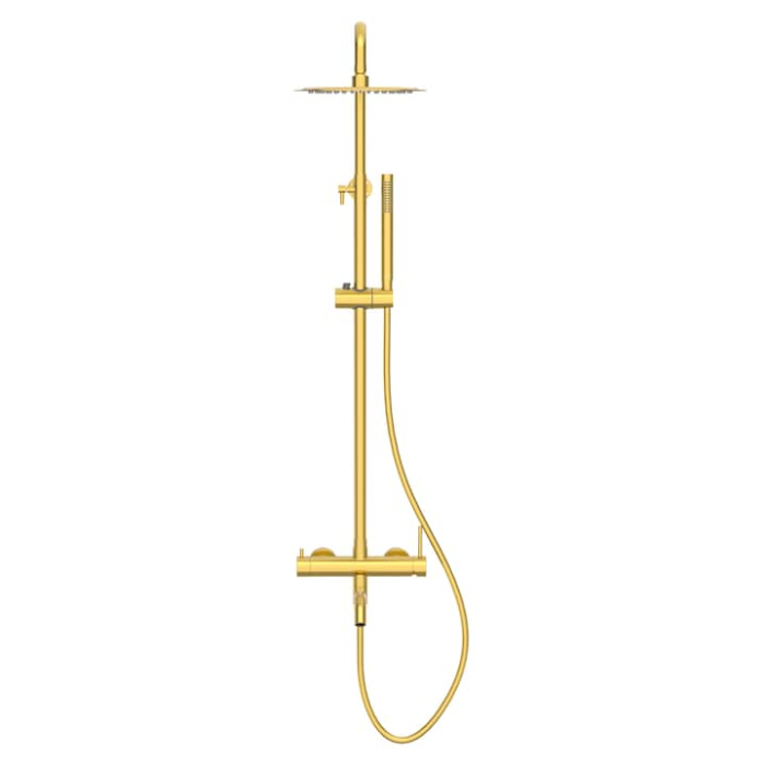 Baterie De Dus, Balneo, Corp Din Otel Inoxidabil Aisi 304, Cartus Ceramic, Diametru 35 mm, Dus Rotativ 90° Cu Comutator De Functii, Perlator Economisitor De Apa, 150 mm x 560 mm x 1016 mm, Aurit [3]