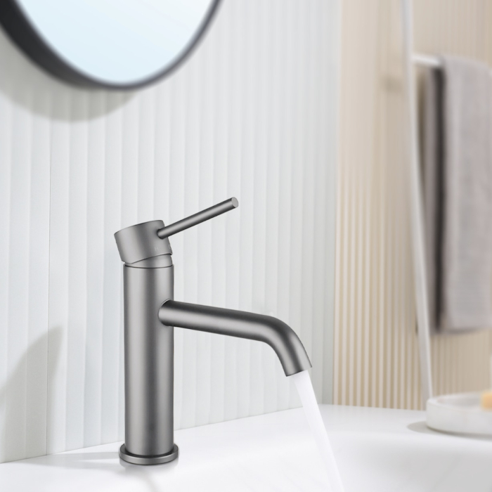Baterie pentru chiuvetă baie Balneo Model 1, Gun Metal, inox AISI 304, monocomandă, cartuș ceramic [6]