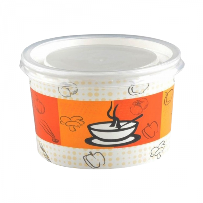 Bol Supă Carton Color + Capac 16 OZ (Set 25 bucăți) [1]