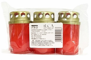 Candela cu capac v1-30 a3 rosu 3buc/set [1]