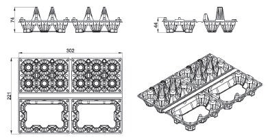 Caserolă 12 ouă, 2×6 cuiburi - 400 Buc / Set [2]