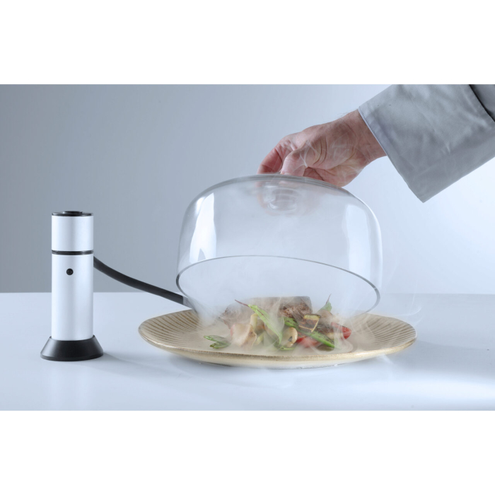 Cloche din sticlă cu orificiu pentru furtun de fum, diametru 260 mm, H 174 mm [4]