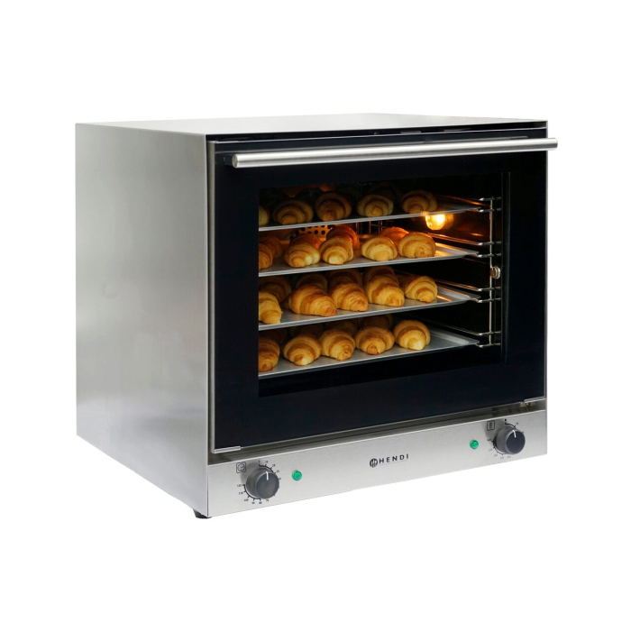 Cuptor convectie Hendi H90, 4 tavi 438x315 mm incluse, 2 elemente incalzire, 2 ventilatoare, termostat reglabil 50-300 gr C, timer 0-120 min, 2670 W,595x624x(H)572mm [5]