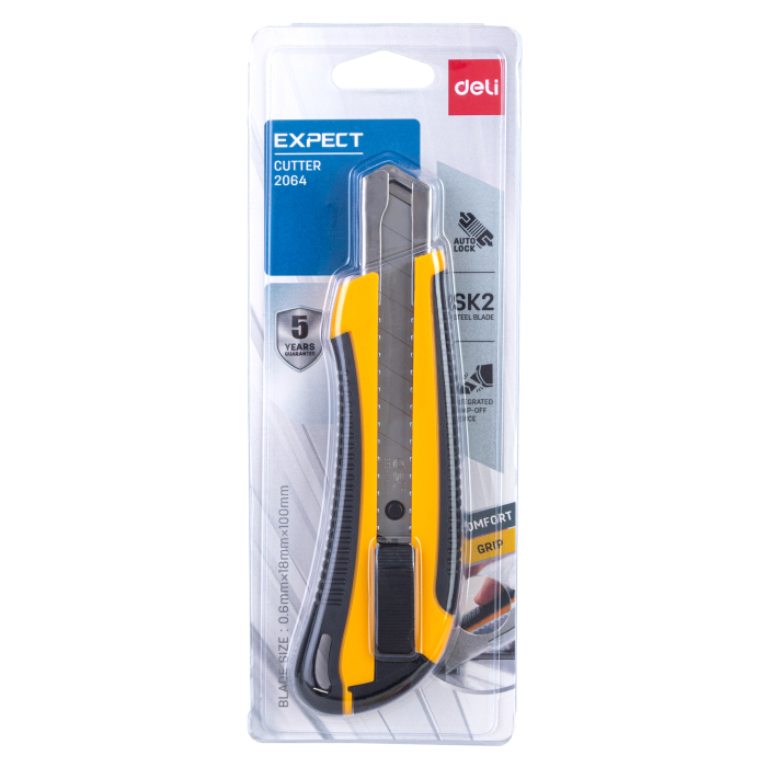 Cutter mare cu șină metalică și grip DELI – 18 cm [3]