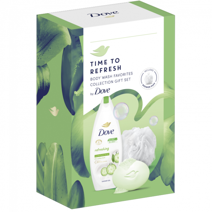 Dove caseta cadou (gel dus250ml+sapun90g+ puf baie) refreshing [1]