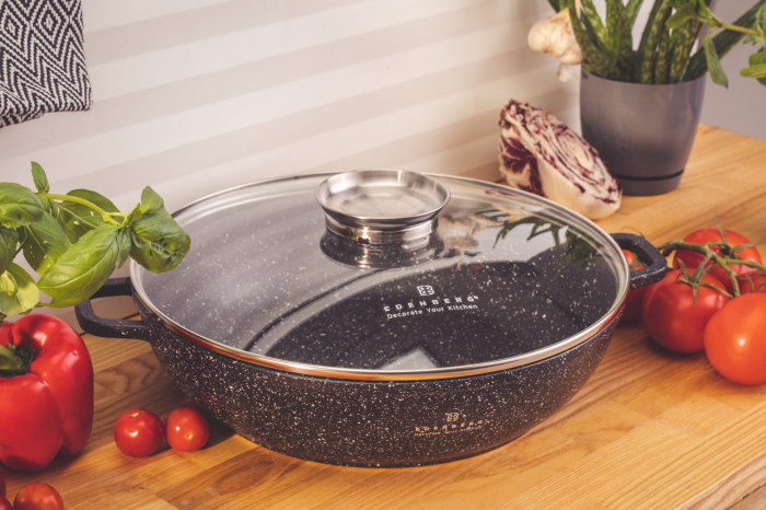 Edenberg cratita joasa aluminiu marmurata cu capac sticla 5.5l 32cm eb-8135 [2]
