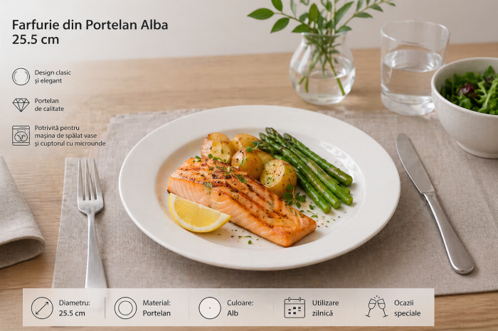 Farfurie din Portelan Alba 25.5 cm [2]