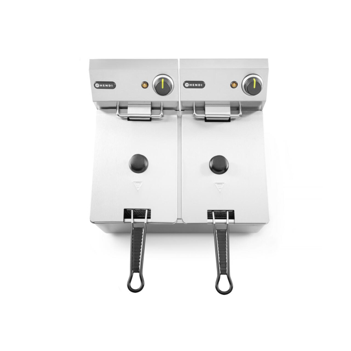 Friteuza electrica profesionala 2x4 lt, 2x3000W, inox, termostat 0-190 gr C, Hendi Kitchen LIne, 47x42x(H)33 cm [5]