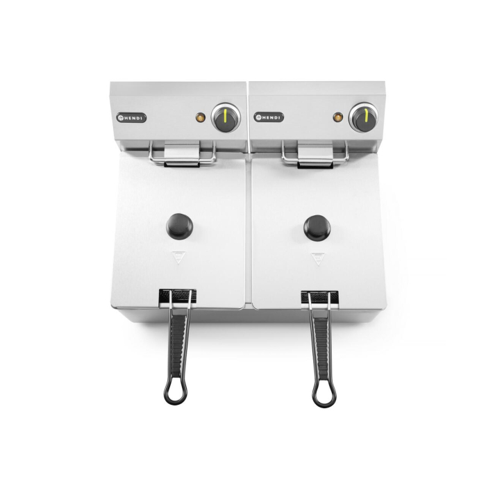 Friteuza electrica profesionala 2x6 litri 2x3300 W, termostat 0-190 gr C, corp inox, Hendi Kitchen Line, 550x430x(H)290 mm [6]