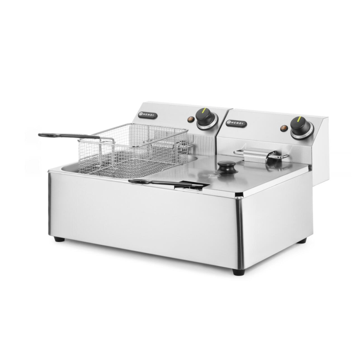 Friteuza electrica profesionala 2x6 litri 2x3300 W, termostat 0-190 gr C, corp inox, Hendi Kitchen Line, 550x430x(H)290 mm [3]