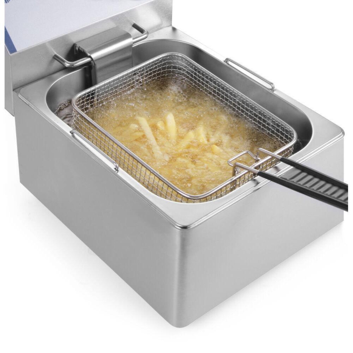 Friteuza electrica profesionala 4 litri, Hendi Kitchen Line, corp inox, termostat reglabil 0-190 gr C, 3000W, 217x400x(H)290 mm, [2]