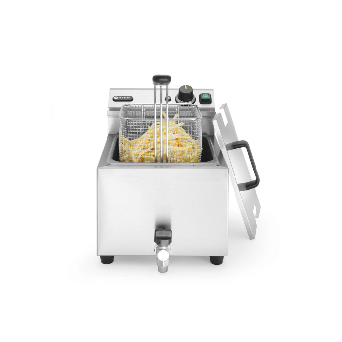 Friteuza electrica profesionala, Hendi Mastercook cu robinet scurgere ulei, Inox, 8 lt, 3500 W, temperatura reglabila pana la 195 gr C, termostat, 515x300x(H)345 mm [2]
