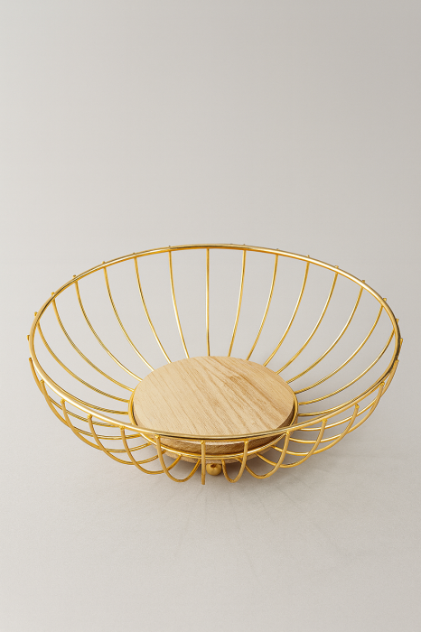 Fructiera metal + lemn 28 cm – Accent decorativ modern pentru masa si bucatarie [3]