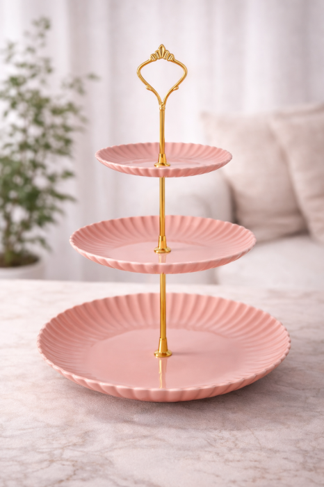 Fructiera etajata, 3 nivele pentru fructe, prajituri, 40x25x19cm [7]