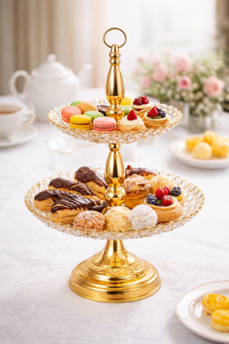 Fructieră Etajată Lux Gold – Metal + Sticlă, 55 x 30 x 30 cm [3]