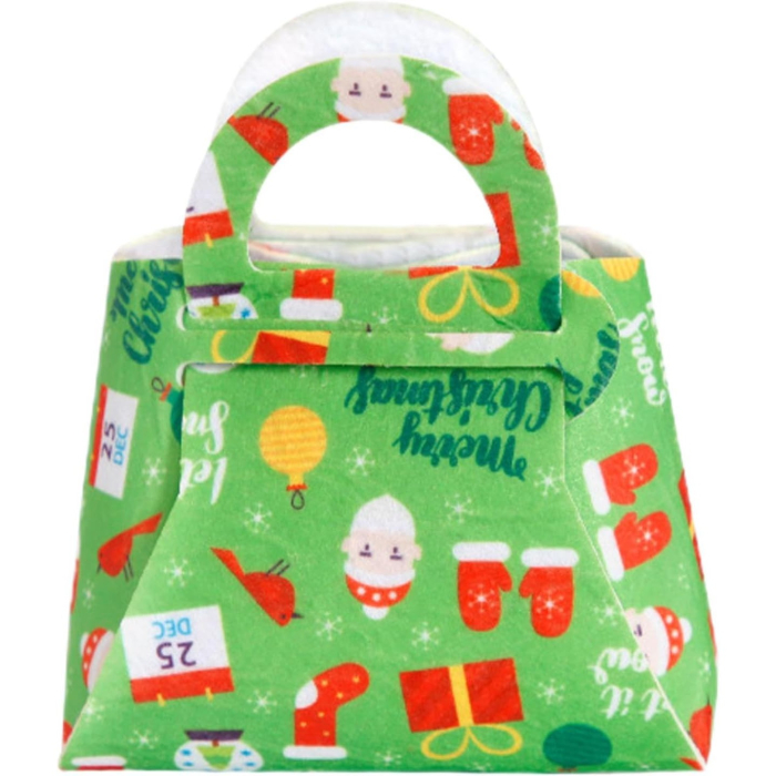 Geanta pentru Copii, Pliabila, pentru Cadouri de Craciun, din Panza Netesuta, 13 x 12 x 6 cm, Verde [1]