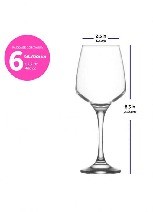 Pahare cu Picior Lav Lal 592, 400 ml, Sticlă Transparentă - 6 Buc / Set [4]