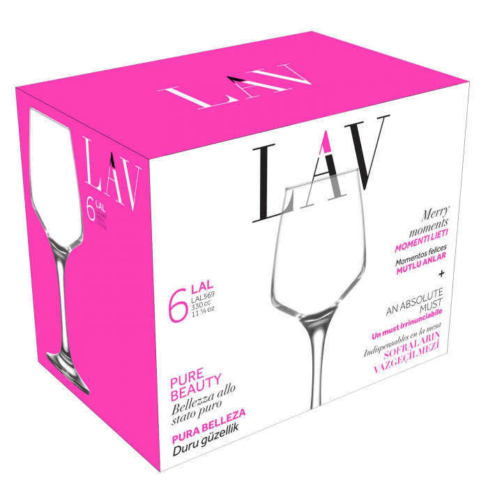Pahare cu Picior Lav Lal 569, 330 ml, Sticlă Transparentă, 6 Buc / Set [7]